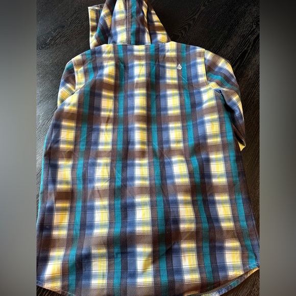 Volcom Blue Green Plaid Button Up Performance Jacket M/L - Picture 2 of 7